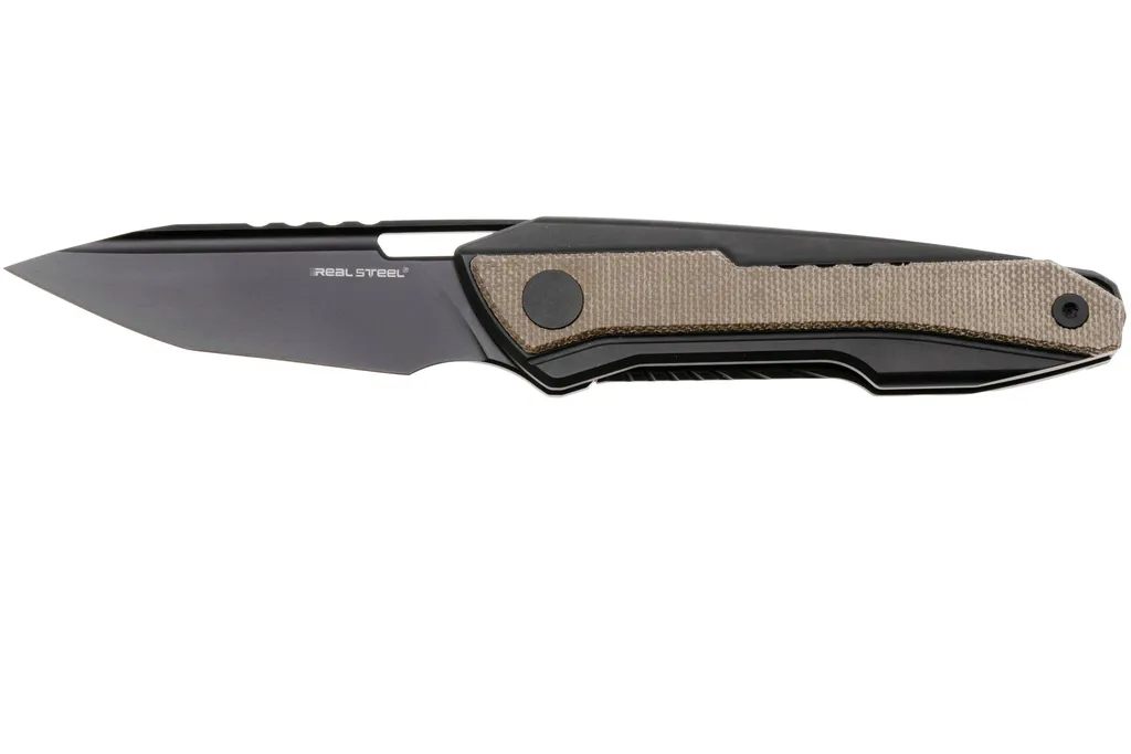 Real Steel Bullet 5221GM PVD S35VN, Black Titanium Green Micarta Inlay, couteau de poche