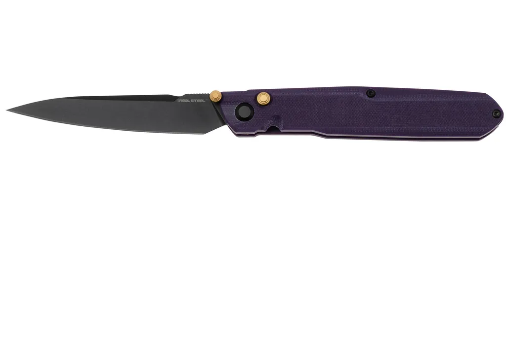 Real Steel G5 Metamorph Button Lock 7832P Black 14C28N, Purple G10, couteau de poche, Ostap Hel design