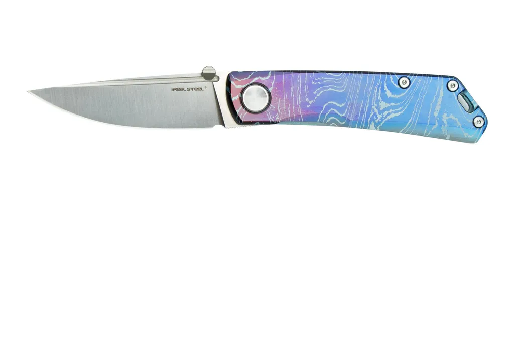 Real Steel Luna Boost Titanium Exclusive RL7071FD couteau de poche, motif Fine TI-Damascus