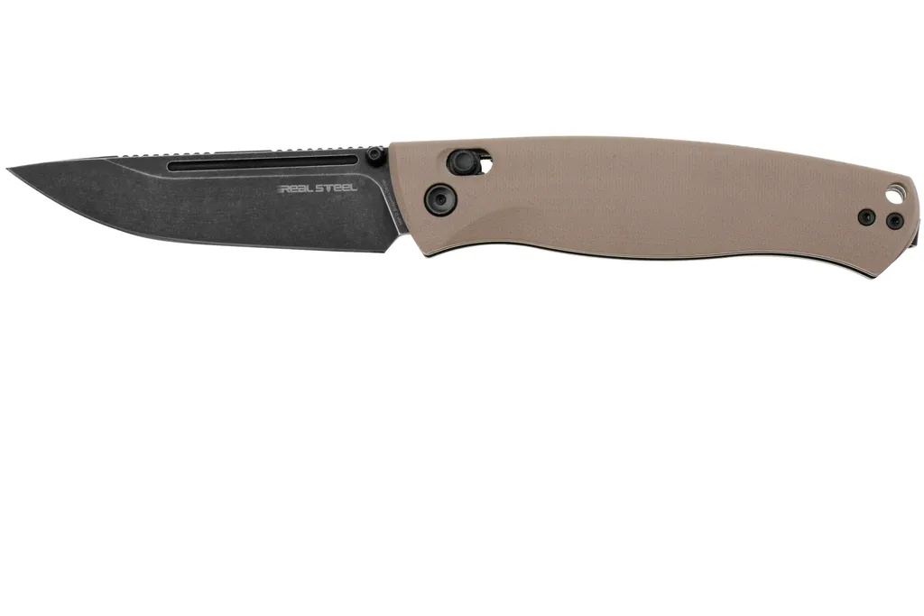 Real Steel Pathfinder FFG 7851CB Blackwashed 14C28N, Coyote G10, couteau de poche, Ivan D. Braginets design