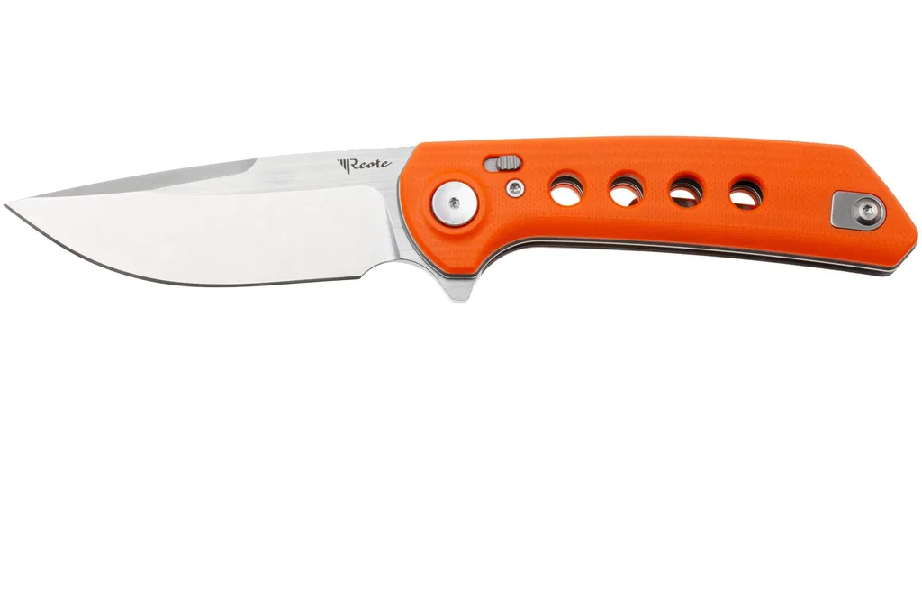 Reate PL-XF Stonewashed Nitro-V, Orange G10, couteau de poche