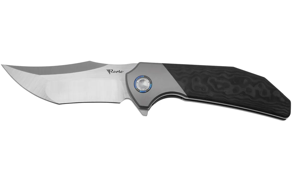 Reate Tiger TG-BC Bead Blast Titanium, Fat Carbon Black Camo, couteau de poche