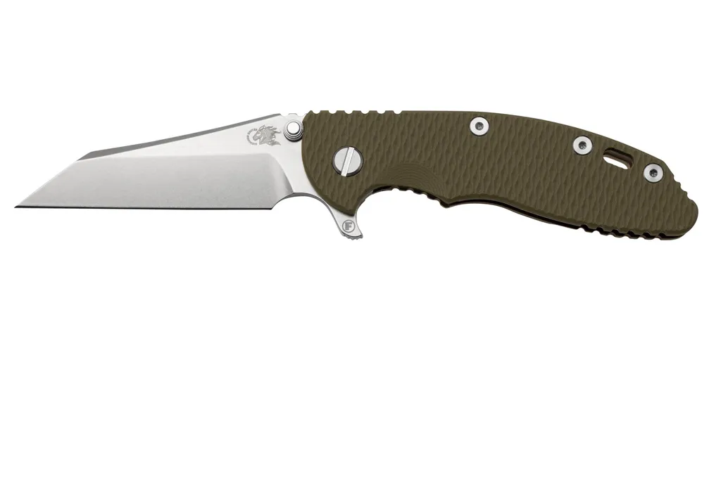 Rick Hinderer XM-18 3.5" Wharncliffe Fatty S45VN, Stonewashed Bronze OD Green G10, couteau de poche