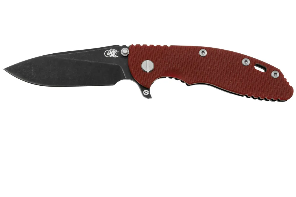 Rick Hinderer XM18 3.5 Skinny Slicer Magnacut Black DLC Red G10, couteau de poche