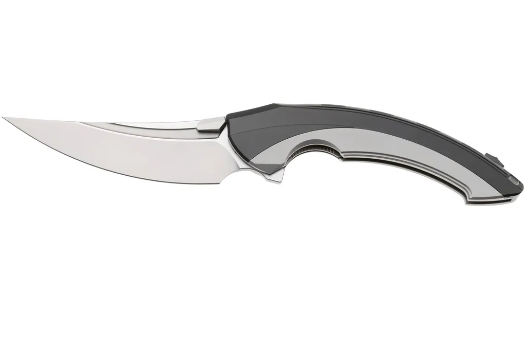 Rike Knife Lamella Bead Blasted Böhler M390, Black DLC Titanium Handle, couteau de poche