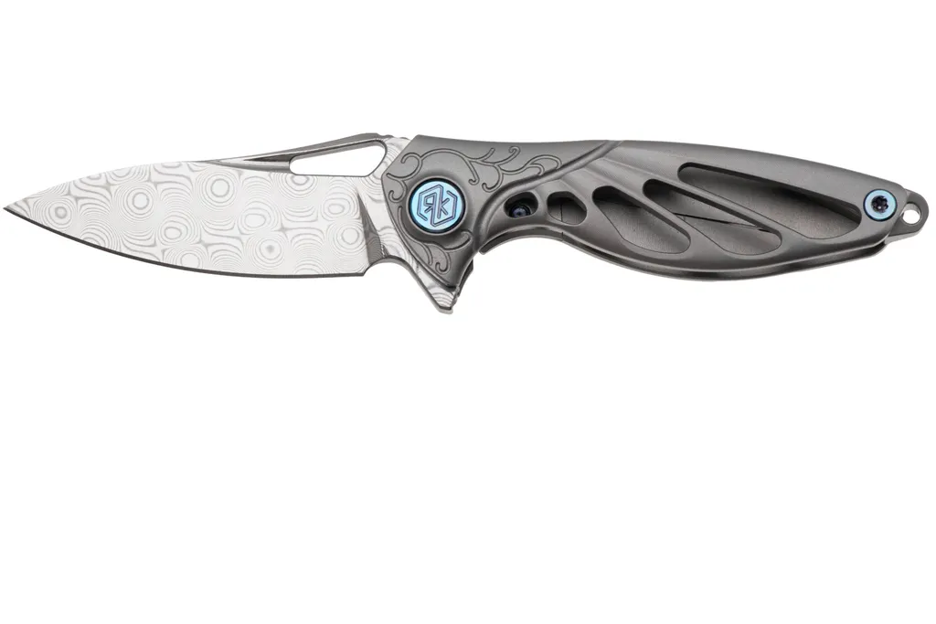 Rike Mini Hummingbird couteau de poche damascus, stonewashed