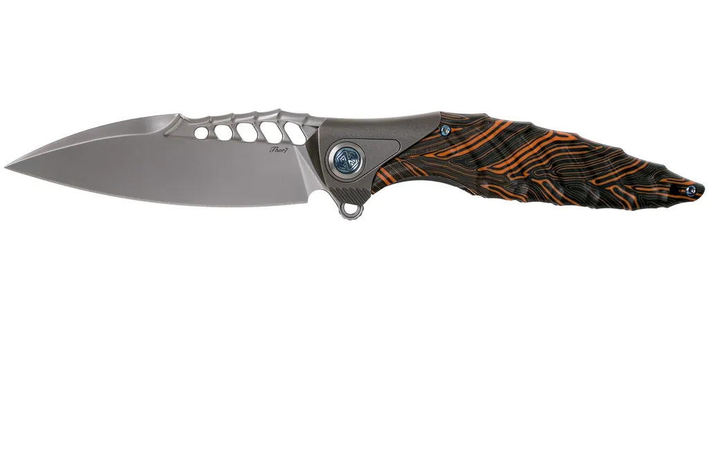 Rike Thor 7 Black Orange Carbonfiber couteau de poche