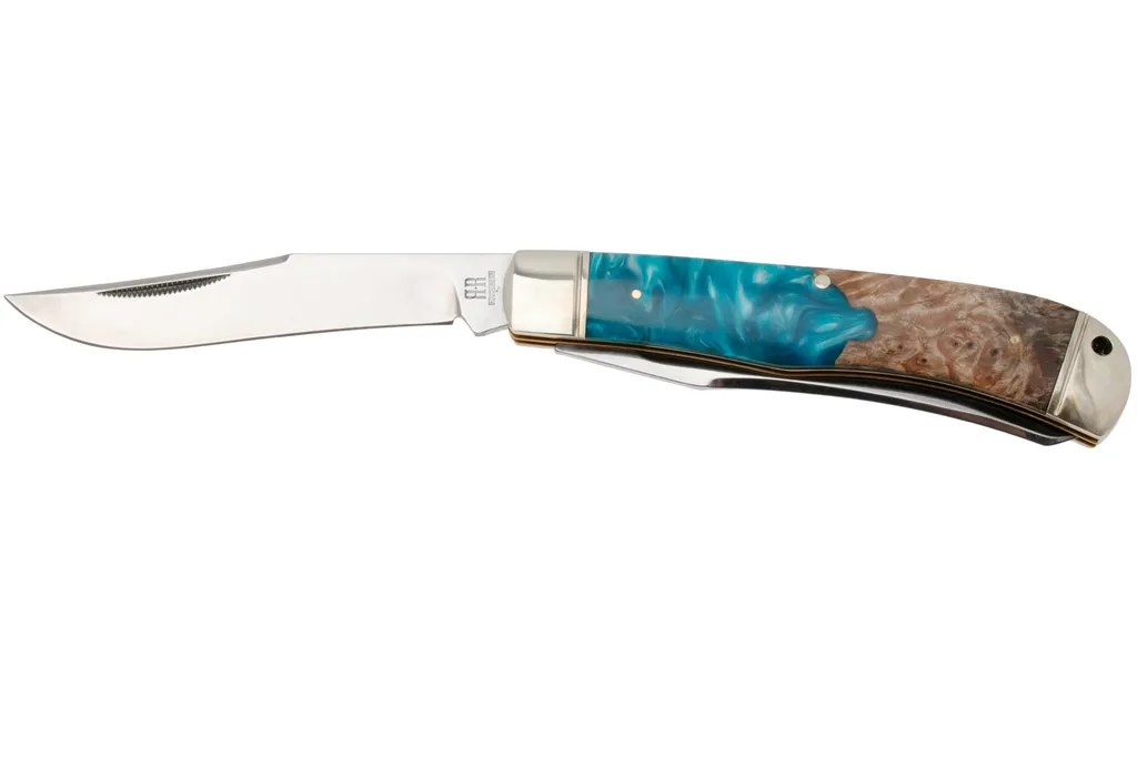 Rough Ryder Jumbo Trapper RR2651, Satin 440, Pandora Swirl Wood Resin, couteau de poche
