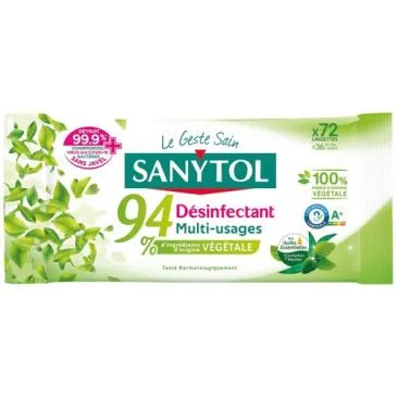 Sanytol lingettes desinfectantes x72 eucalyptus-menthe. - SANYTOL