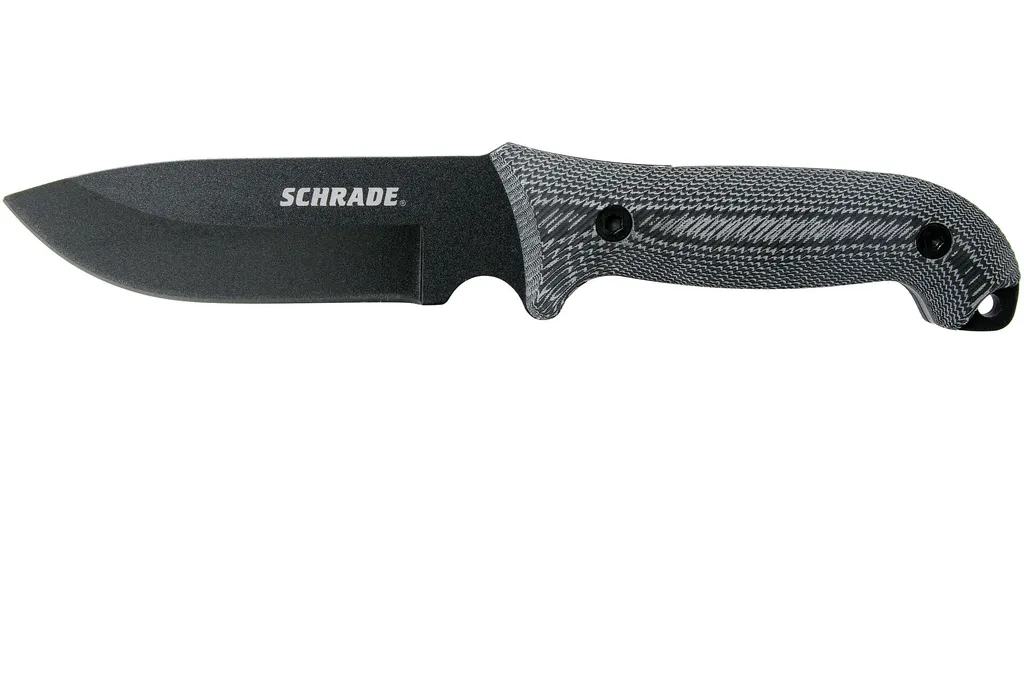 Schrade Frontier 5" Fixed Blade SCHF51M Micarta, 1095 Carbon Steel, couteau à lame fixe avec pierre à aiguiser et pierre à feu
