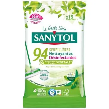 Serpillere nettoyantes.desinfectante .eucalyptus menthe X15 - SANYTOL