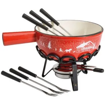 Service à fondue 22 cm Rouge - Hiver - TABLE ET COOK