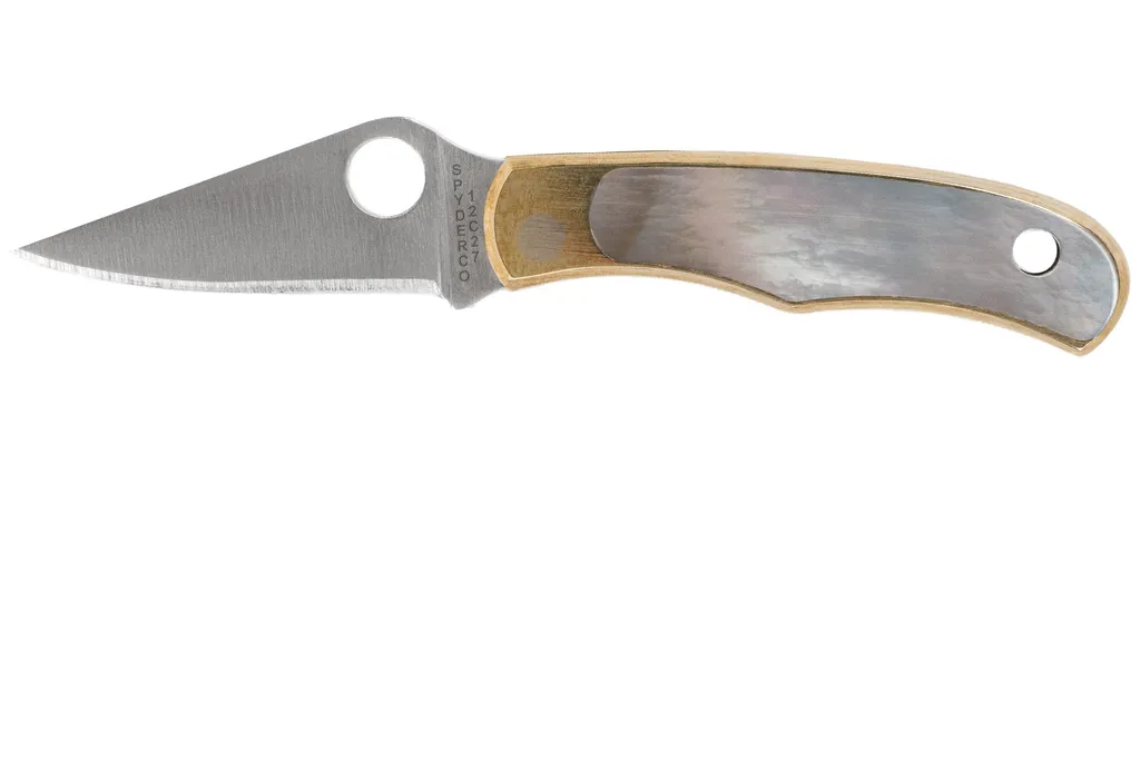 Spyderco Bug C133AP Satin 12C27, Nickel Silver Abalone, couteau de poche porte-clés