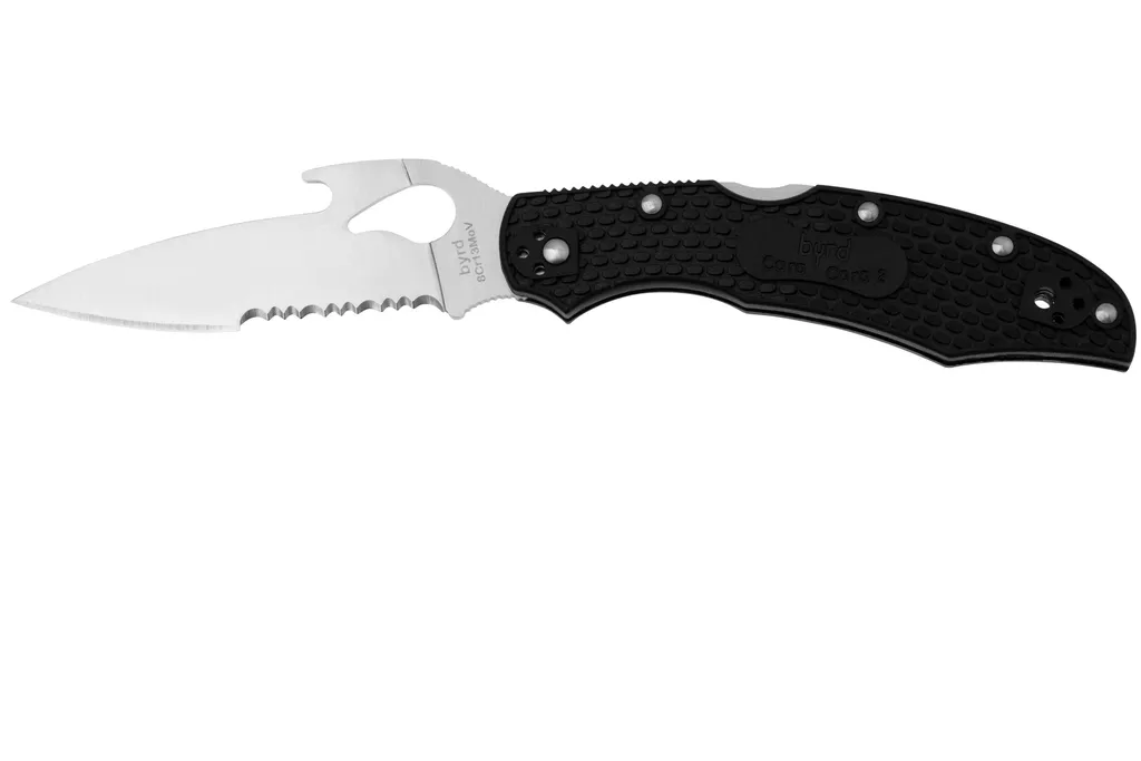 Spyderco Byrd Cara Cara 2 Emerson Wave BY03PSBK2W Black FRN, couteau à lame en partie dentée