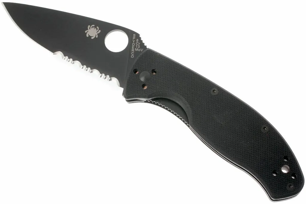 Spyderco C122GBBKPS Tenacious, lame noire, lame demi-dentelée