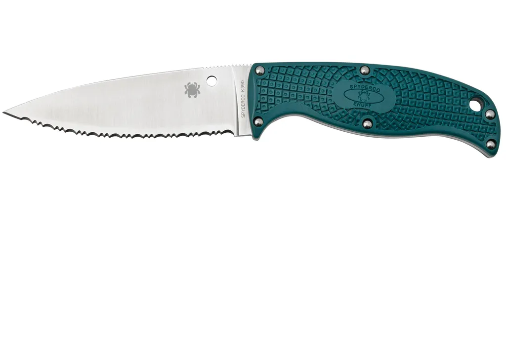 Spyderco Enuff 2 FB31SBL2K390 K390, Blue FRN, couteau à lame dentelée fixe