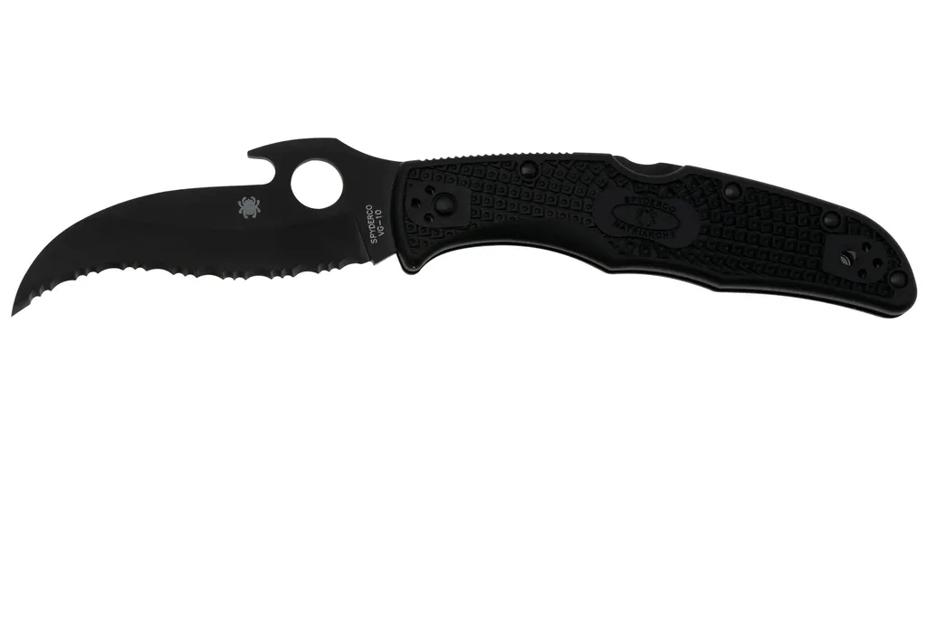 Spyderco Matriarch 2 Emerson Opener Black C12SBBK2W Black FRN, couteau de poche dentelé