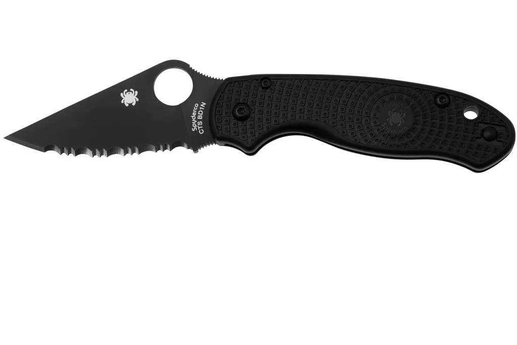 Spyderco Para 3 Lightweight Black C223SBBK Black FRN, couteau de poche dentelé