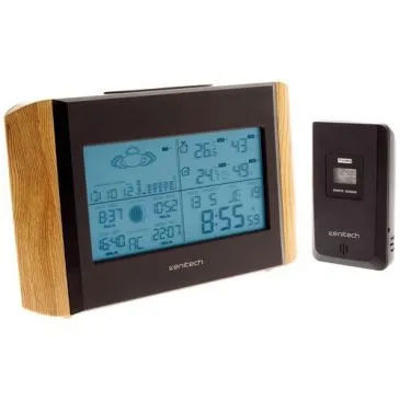 Station météo effet bois avec capteur sans fil IP44 - OTIO