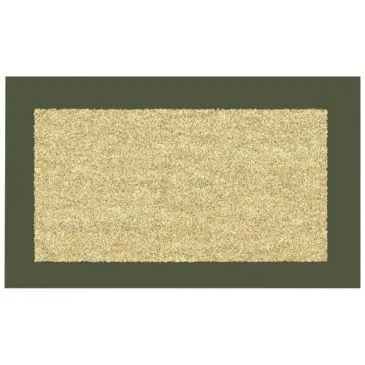 Tapis coco blanchi 40x70 cm épaisseur 15 mm bord kaki - IDMAT