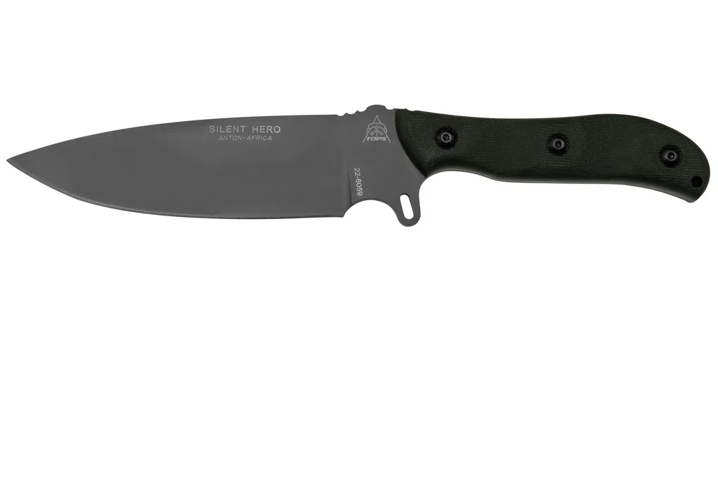 TOPS Knives Silent Hero 3, HERO-03-SH couteau de survie, Anton Du Plessis design
