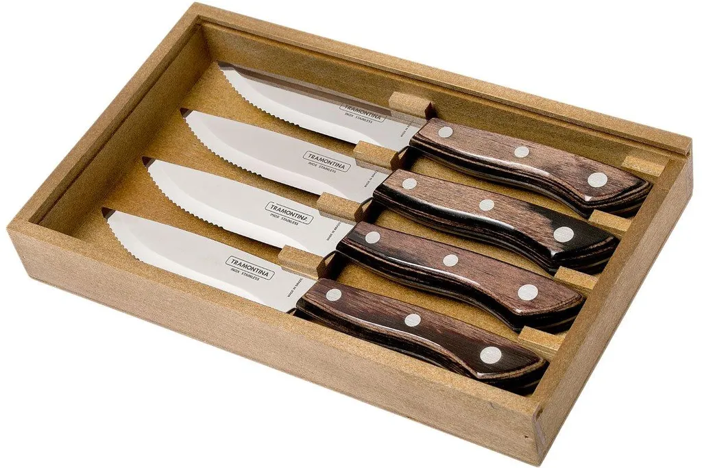 Tramontina Churrasco Premium Bueno set de 4 couteaux à steak, brun