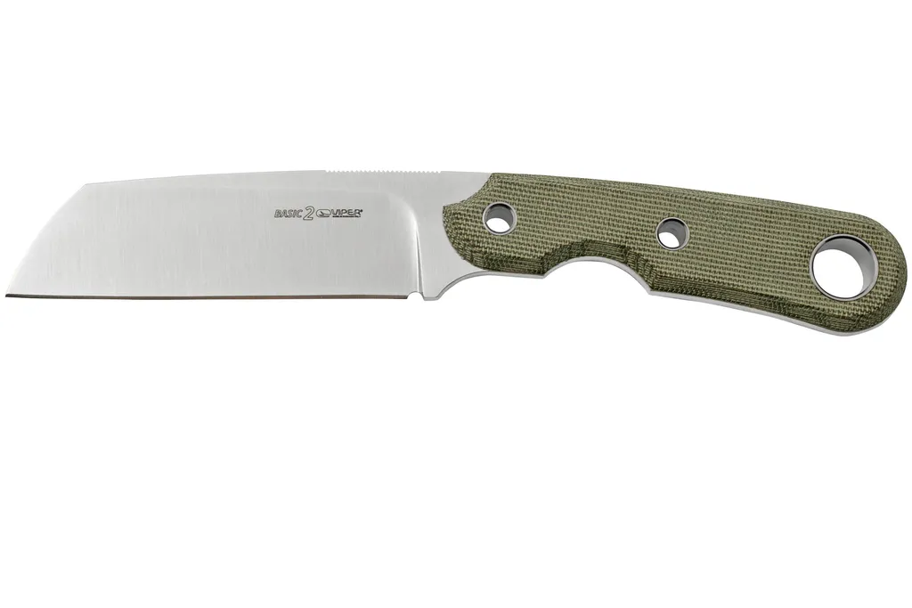 Viper Basic 2 VT4030CG MagnaCut Sheepsfoot Satin, Green Canvas Micarta, couteau à lame fixe