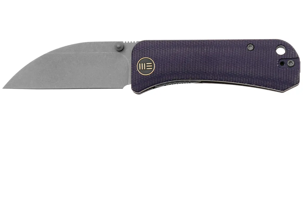 WE Knife Banter Wharncliffe WE19068J-2 Grey Stonewashed CPM S35VN, Purple Canvas Micarta, couteau de poche, Ben Petersen design