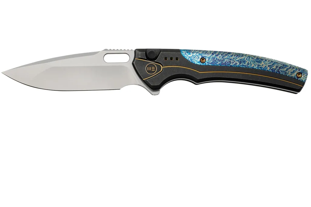 WE Knife Exciton WE22038A-6, Bead Blasted CPM-20CV Droppoint, Flamed Black Titanium, couteau de poche