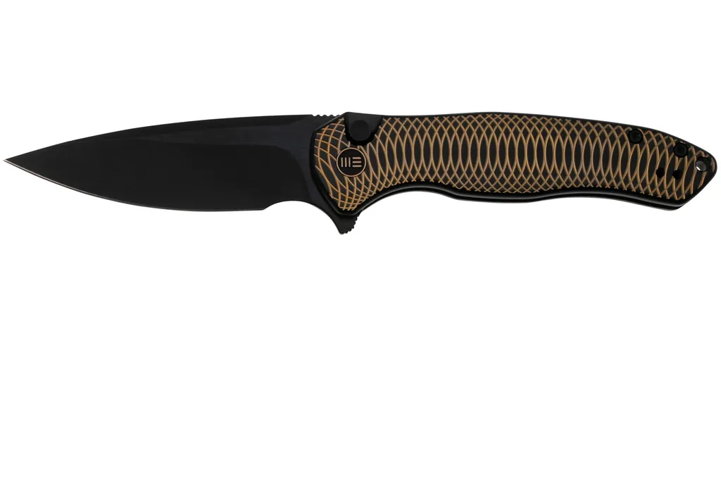 WE Knife Kitefin WE19002M-1, Black CPM 20CV, Golden Polished Ripple Patterned Black Titanium, Limited Edition, couteau de poche