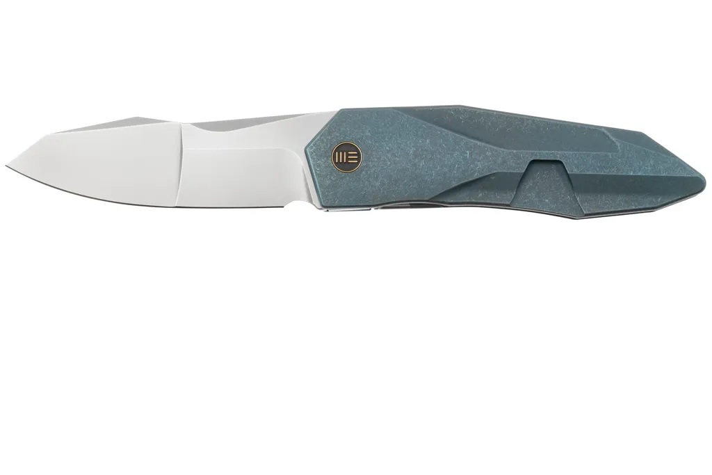 WE Knife Solid WE22028-4, Bead Blasted CPM-20CV, Blue Titanium, couteau de poche
